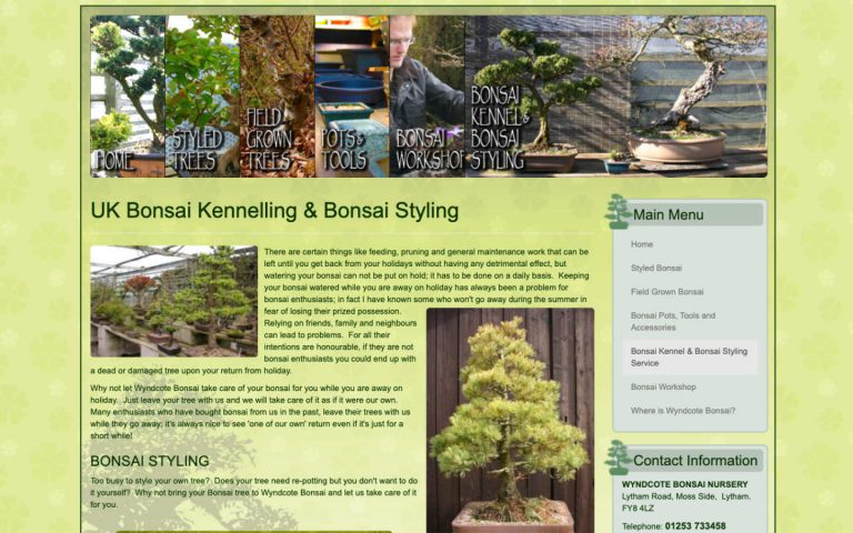 manchester website developer portfolio - wyndcote uk bonsai kennelling